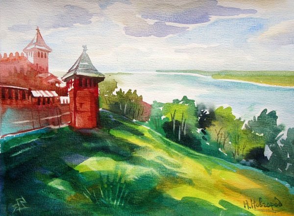 Нижний Новгород Кремль акварель