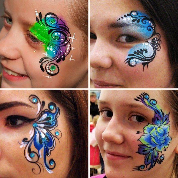 Аквагрим цветок на щеке