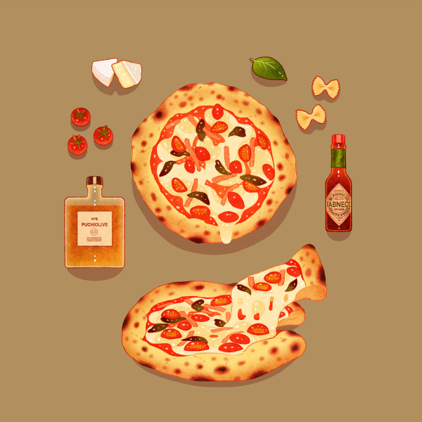 Пицца в мультяшном стиле