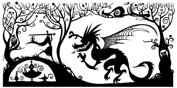 Трафарет для стен дракон