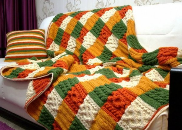 Осенний плед крючком