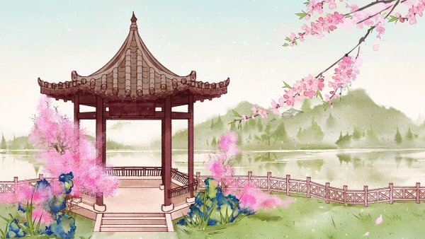 Беседка Китай Сакура