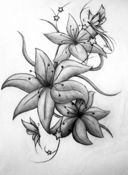 Лилия тату эскиз