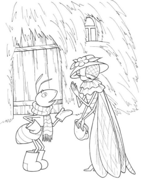 Рисунок на тему басня Стрекоза и муравей