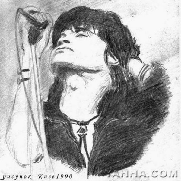 Цой карикатура карандашом