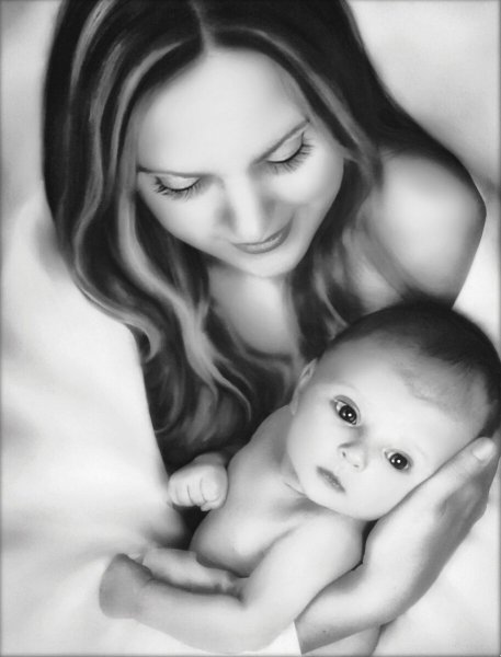 Мама с ребенком рисунок