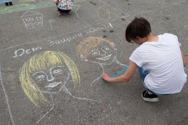 Смешарики мелом на асфальте