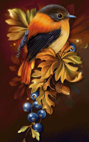 Красивая птица на ветке