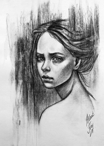 Наброски портретов углем