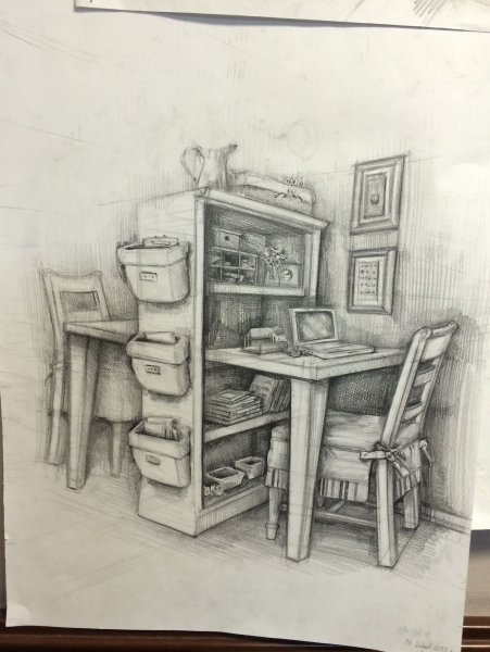 Интерьер карандашом