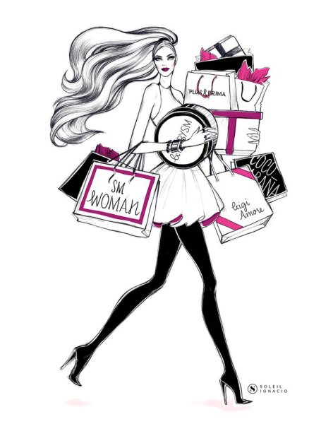 Фэшн иллюстрации шопинг