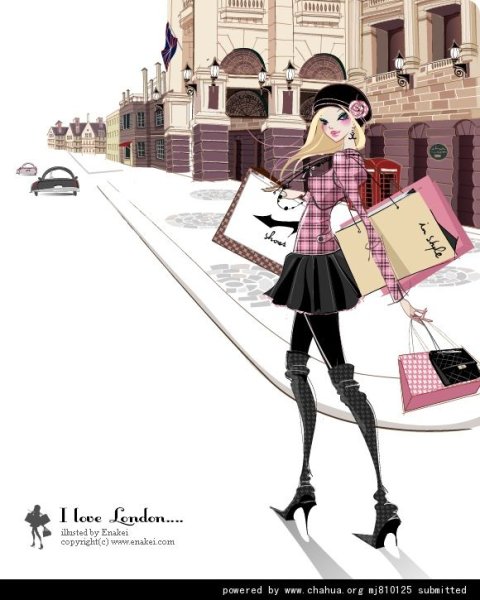 Фэшн иллюстрации шоппинг