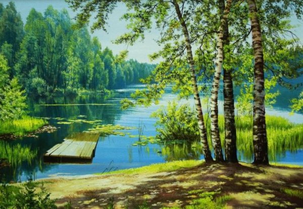 Алмазная мозаика диамонд Painting река домик горы