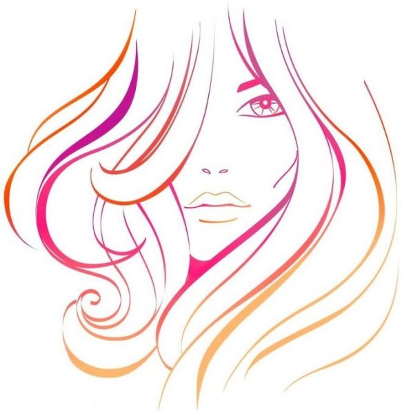 Раскраска девушка с длинными волосами