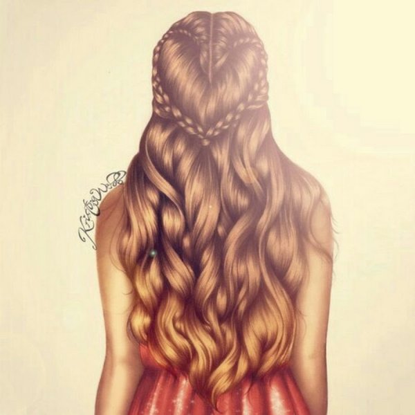 Девушка с длинными волосами арт