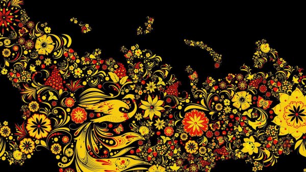 Хохлома на черном фоне