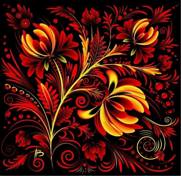 Орнамент русский народный роспись Хохлома