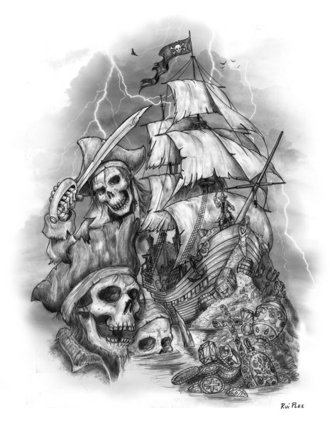 Тату пиратский корабль