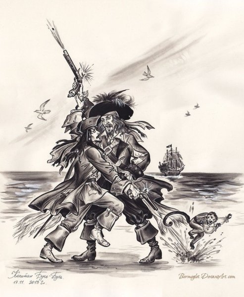 Гектор Барбосса и Джек Воробей