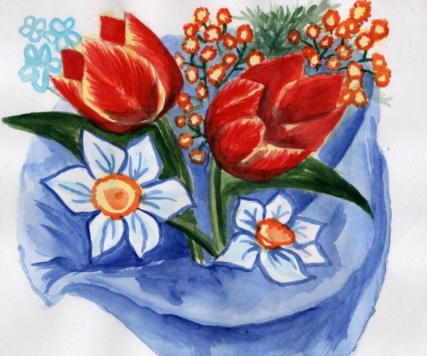 Букет для мамы рисунок