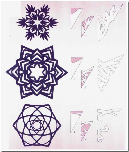 Как вырезать снежинки из бумаги схемы