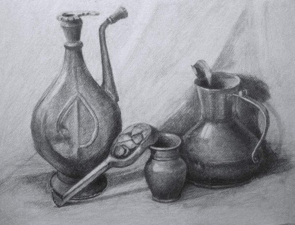 Натюрморт кувшин карандашом