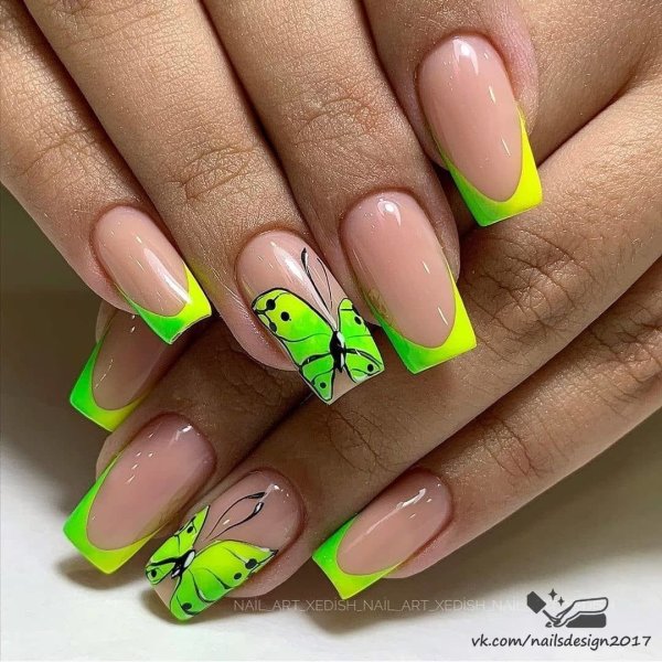 Маникюр лето френч с рисунками