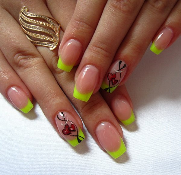 Красный френч с цветами