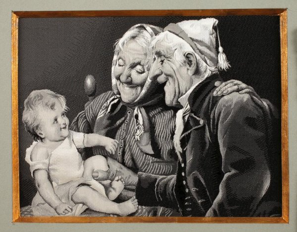 Дедушка и бабушка с внуками рисунок