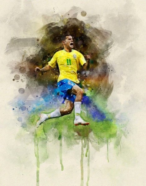 Неймар футболист акварель