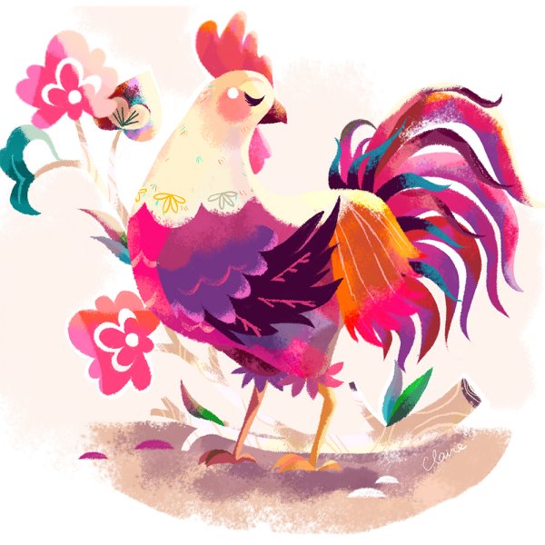 Яркие мультяшные петухи