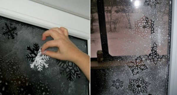 Новогодние рисунки на окнах