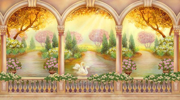 Фрески Апплико живопись сад ночь