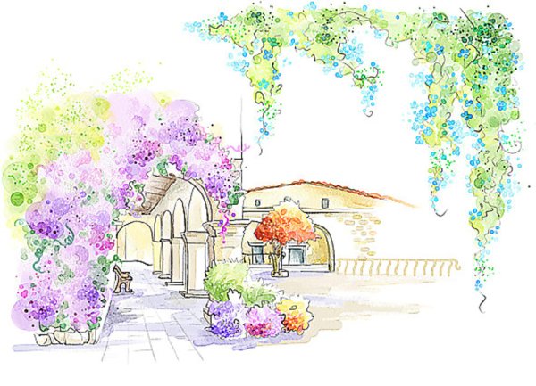 Акварельный фон сад