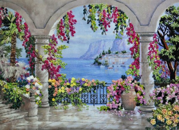 Фреска с колоннами