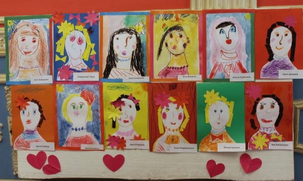 Выставка портретов мам в детском саду