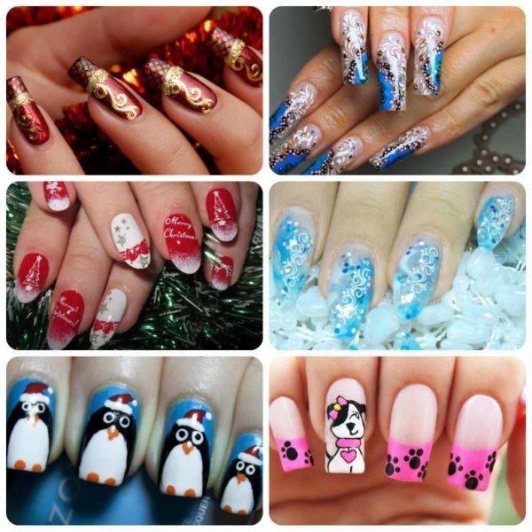 Новогодний маникюр красный