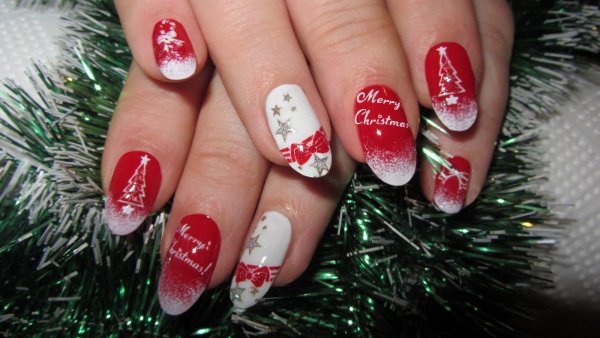 Зимние рисунки на ногтях