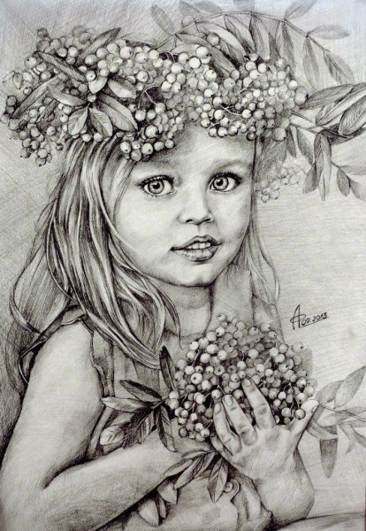 Портрет девочки карандашом