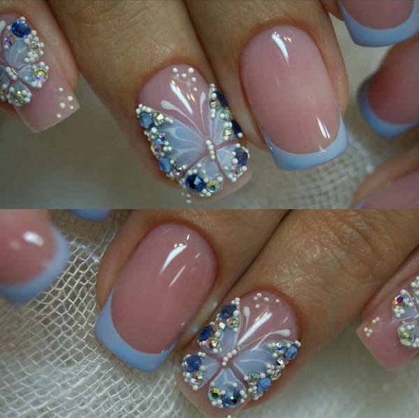 Свадебный маникюр миндаль френч