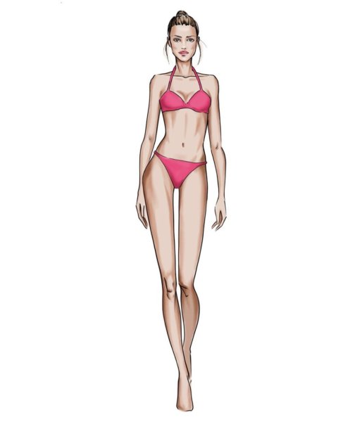 Девушка в купальнике карандашом