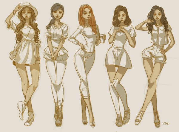 Фигура девушки карандашом в полный рост