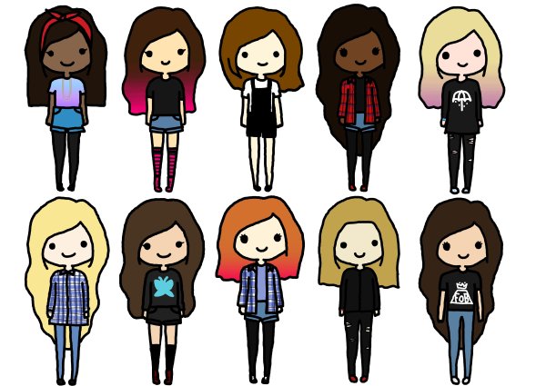 Мультяшные девочки для срисовки