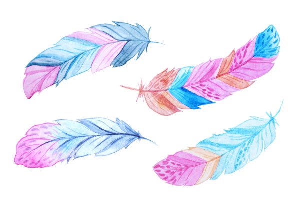 Перышко акварель