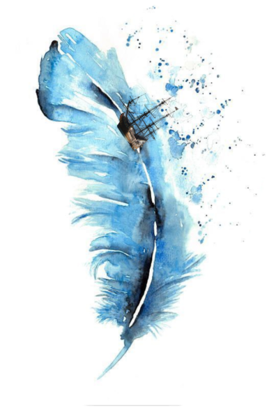 Тату перо черное