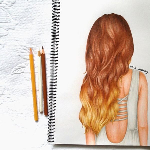 Девушка со спины рисунок