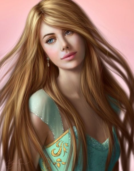 Девушка в длинном платье арт