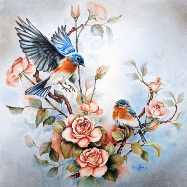 Роспись цветы и птицы