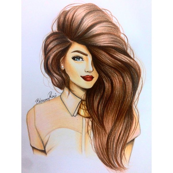 Мультяшная девушка с длинными волосами