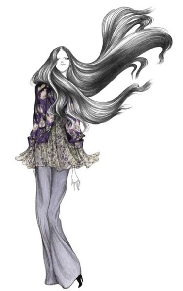 Аниме девушка с распущенными волосами